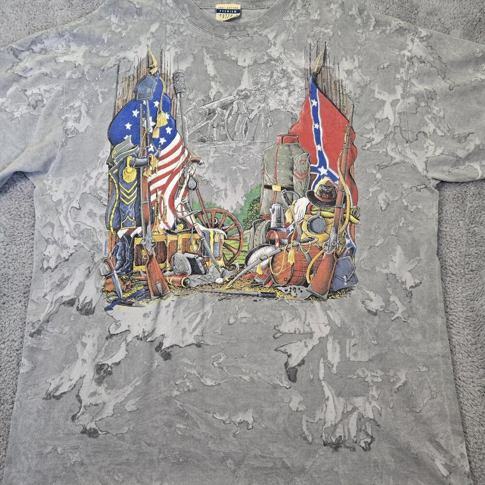 Vintage 1990s Ragtops Sportswear Civil War Graphic T-Shirt Men XL